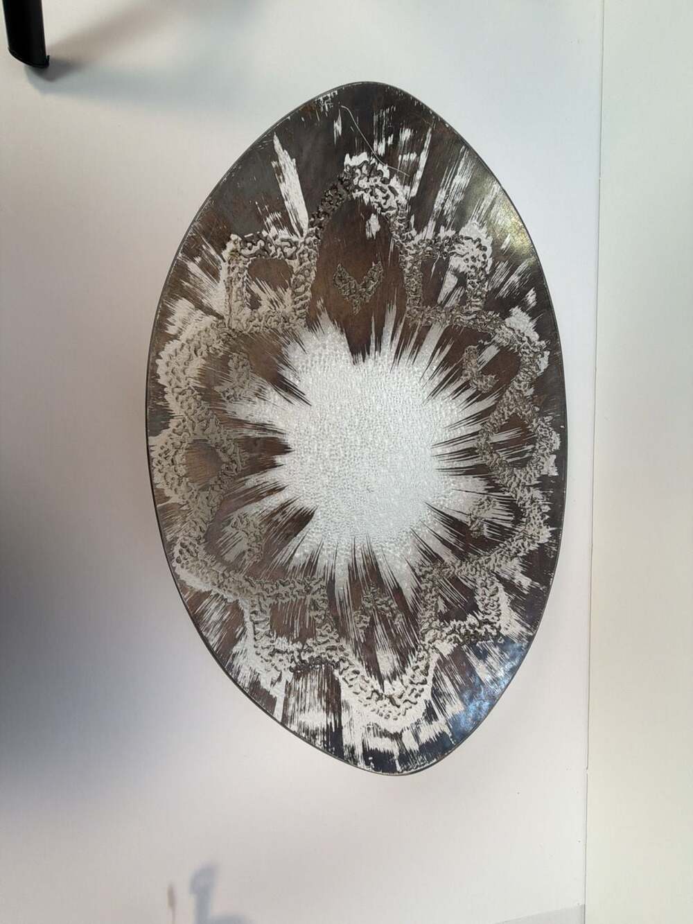 Dorothy Thorpe Atomic Splash Silver Overlay Crystal Oval Platter